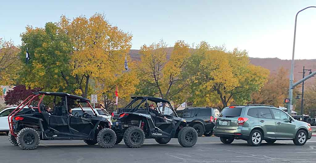 Moab street with 4-wheel vehicles