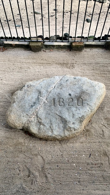 Plymouth Rock and footprints