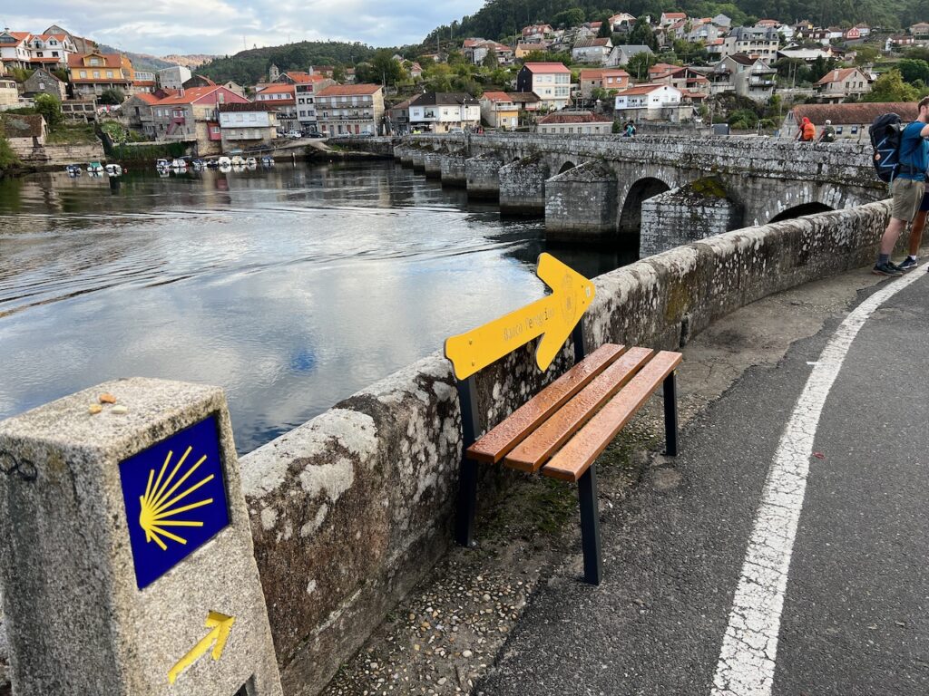 Pontevedra one-lane stone bridge on the Camino Portuguese